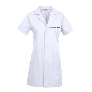Personalized Embroidered Women’s Lab Coat Short Sleeve- White