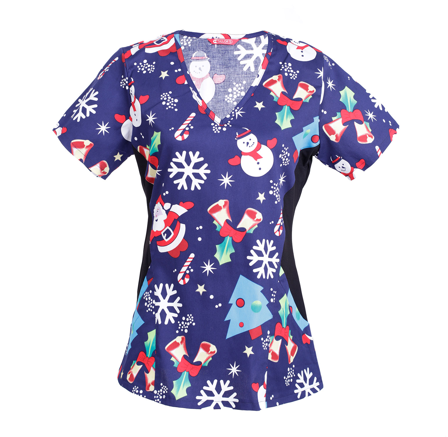 Women’s Christmas Print Scrub Top – Tailor's Uniform