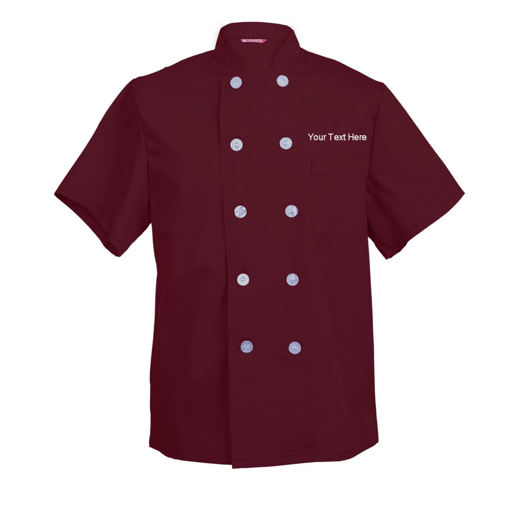 Custom Embroidered Men’s Chef Coat Short Sleeve Chef Shirt Tailor's