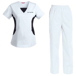 Women’s Embroidered Scrub Set Scrub Top and Pants Scrubs Set Personalized with your Text