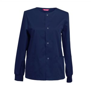 Womens Scrub Jacket Workwear Snap Front Warm-up Scrubs Jacket