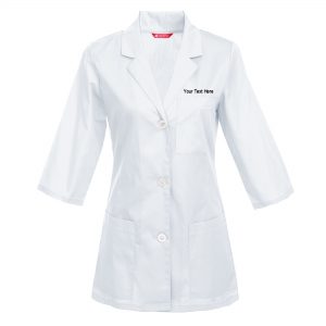 Women’s Custom Personalized Consultation 3/4 Sleeve Lab Coat, 29 Inch Length